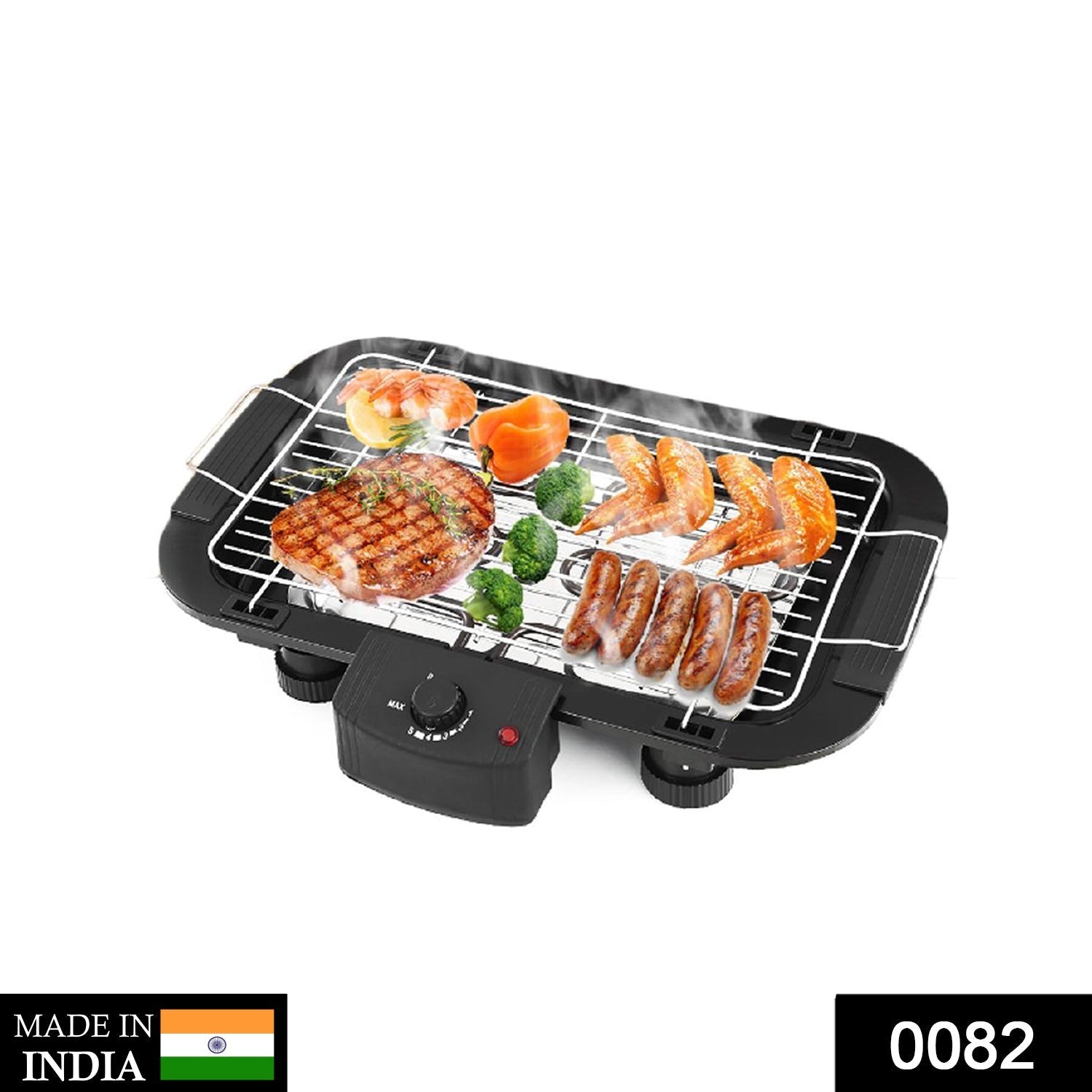 Electric grill with smoke-free design.