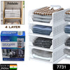 Plastic drawer organizer with four layers, foldable and stackable for wardrobe organization.