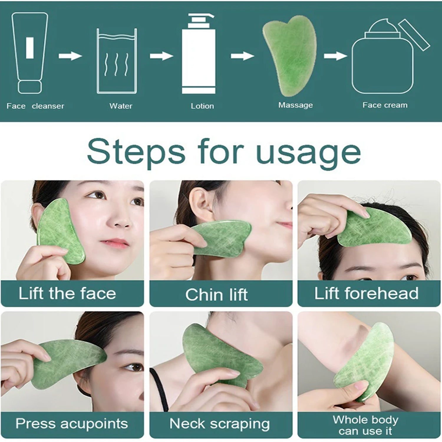 Gua Sha Stone and Anti Aging Jade Roller Massager for Face Massage Natural Face Skincare Massager & Face Roller Massager for Women | Face Shaper Jade Roller and Gua Sha Set for Glowing Skin, Gym Equipment