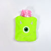 Green One-Eyed Monster Print Small Hot Water Bag with Cover for Pain Relief