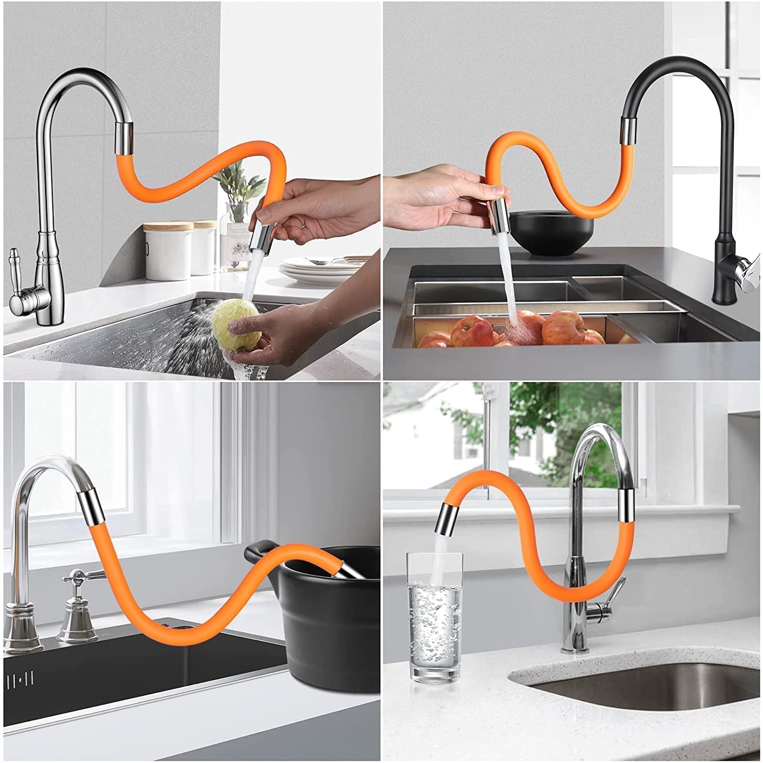 Flexible Water Tap Extender, Universal Foaming Extension Tube with Connector, 360 Free Bending Faucet Extender, Adjustable Sink Drain Extension (18cm)