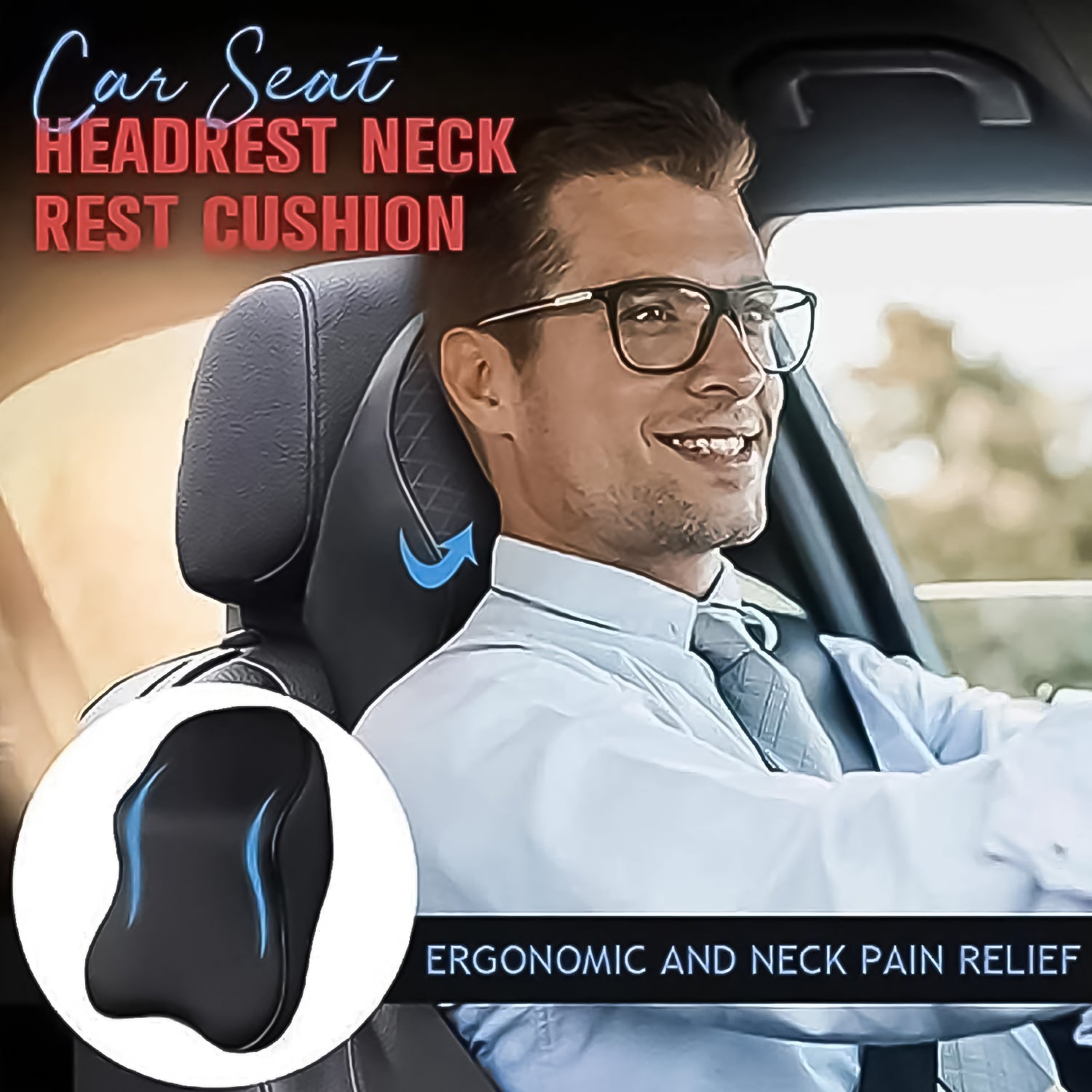 Car Neck Pillow Car Neck Headrest Pillow Memory Foam Car Accessories Cushion Car Seat Head Support Neck Protector Car Seat Neck Pillow, for Driving (1 Pc)