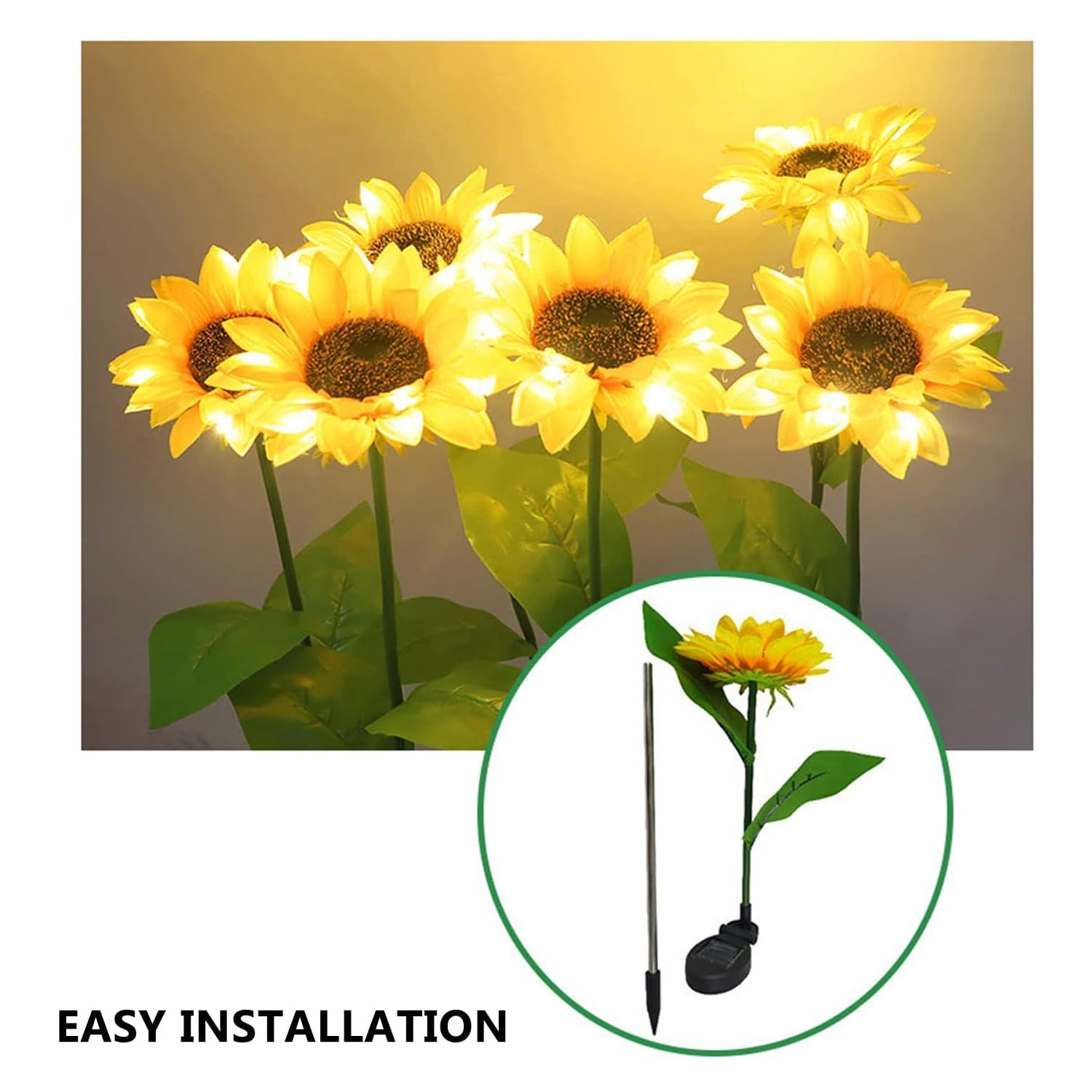 9328 2 Pc Outdoor Solar Sunflower Lights Intelligent Light Control Waterproof Garden Landscape Stake Light