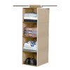 Hanging 4-shelf closet organizer, fabric, in use