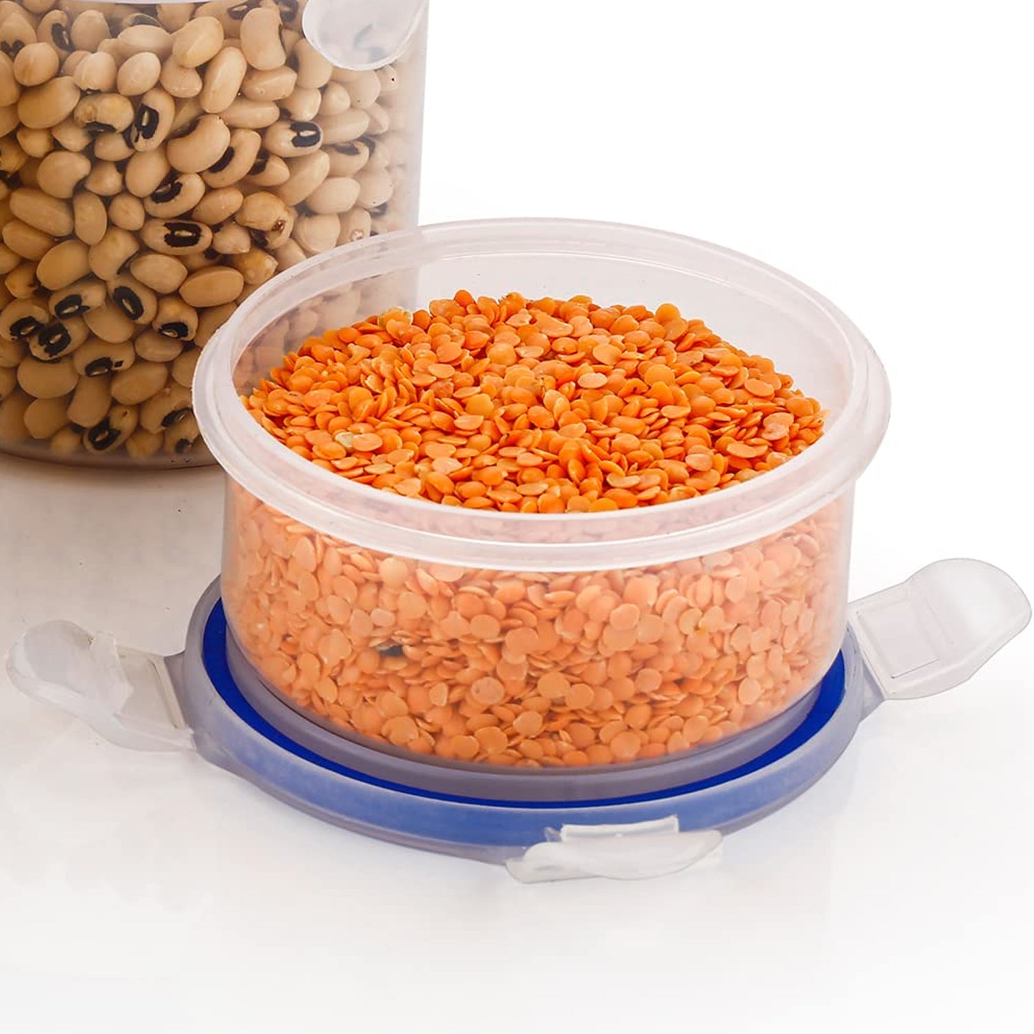 5828 Round Plastic Airtight Food Storage Containers with Leak Proof Locking Lid Storage container set of 3( Approx Capacity 500ml,1000ml,1500ml, Transparent) - 3 Pc Set