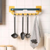 Wall Mounted Double Bar Towel Holder with Hooks | Multifunctional Adjustable Towels Rack for Kitchen / Bathroom | Folding Towel Shelf