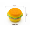 Burger Shape Lunch Box Plastic Lunch Box Food Container Sets Double Layer Lunchbox 1000ml With 2 Spoon Applicable to Kids and Elementary School Students