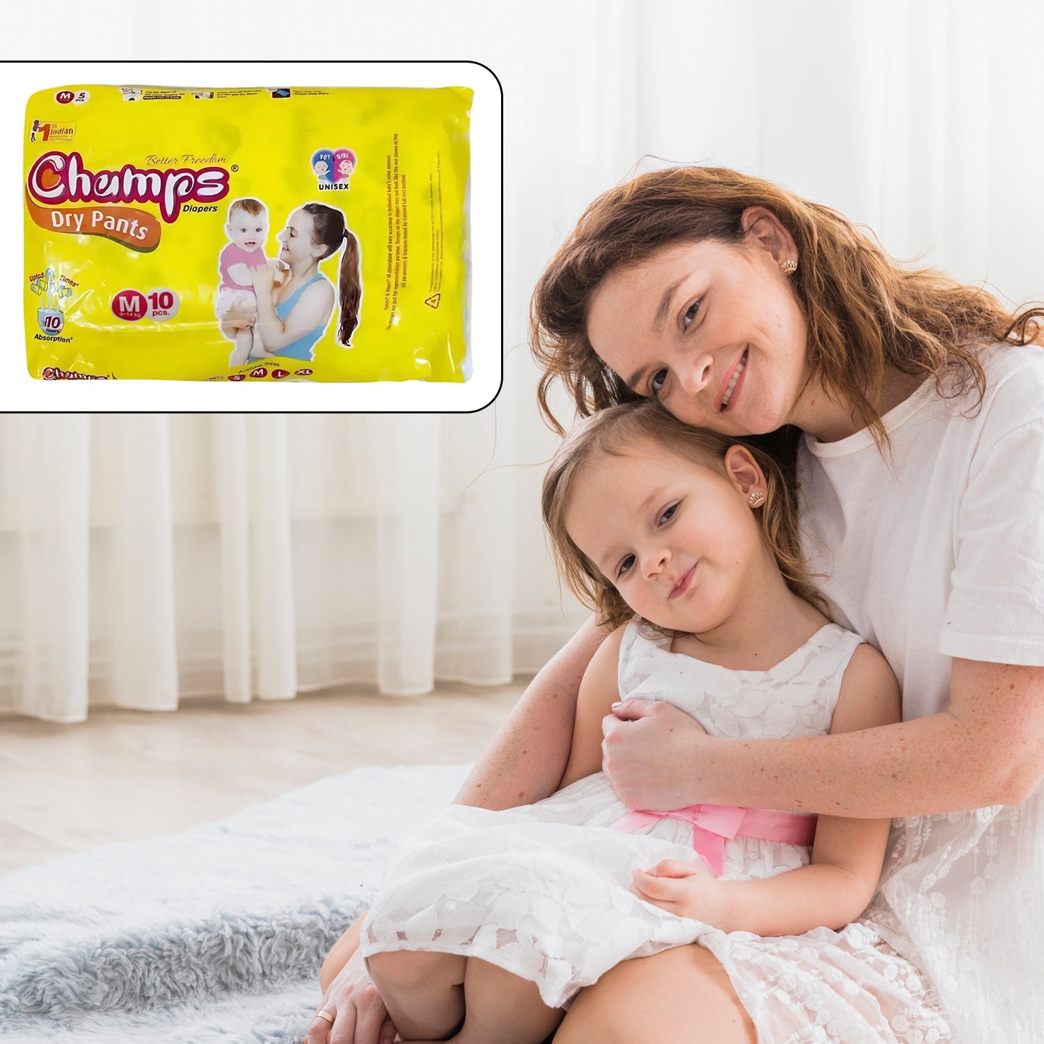 0966 Medium Champs Dry Pants Style Diaper - Medium (10 pcs) Best for Travel  Absorption, Champs Baby Diapers, Champs Soft and Dry Baby Diaper Pants (M, 10 Pcs )