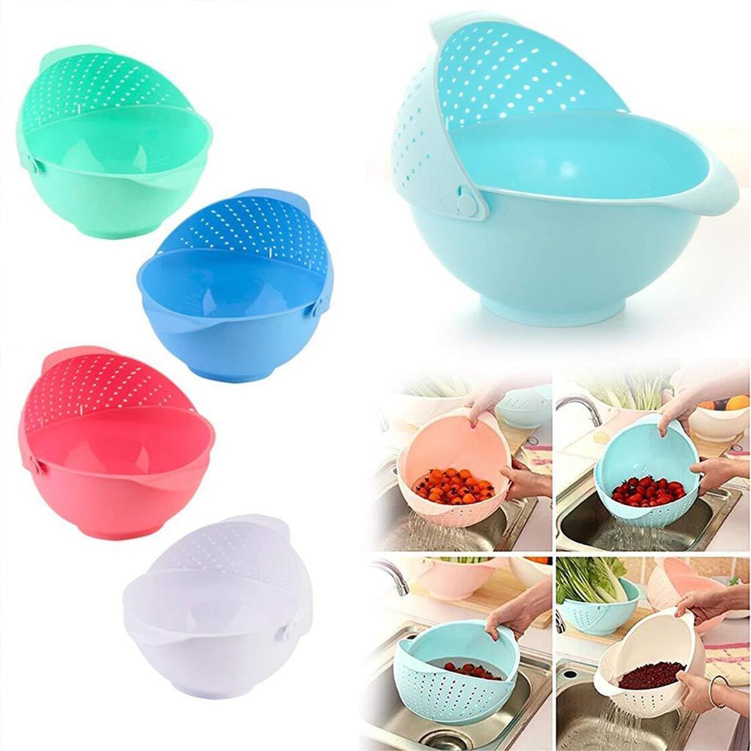 Multi-functional revolving wash basket with handles