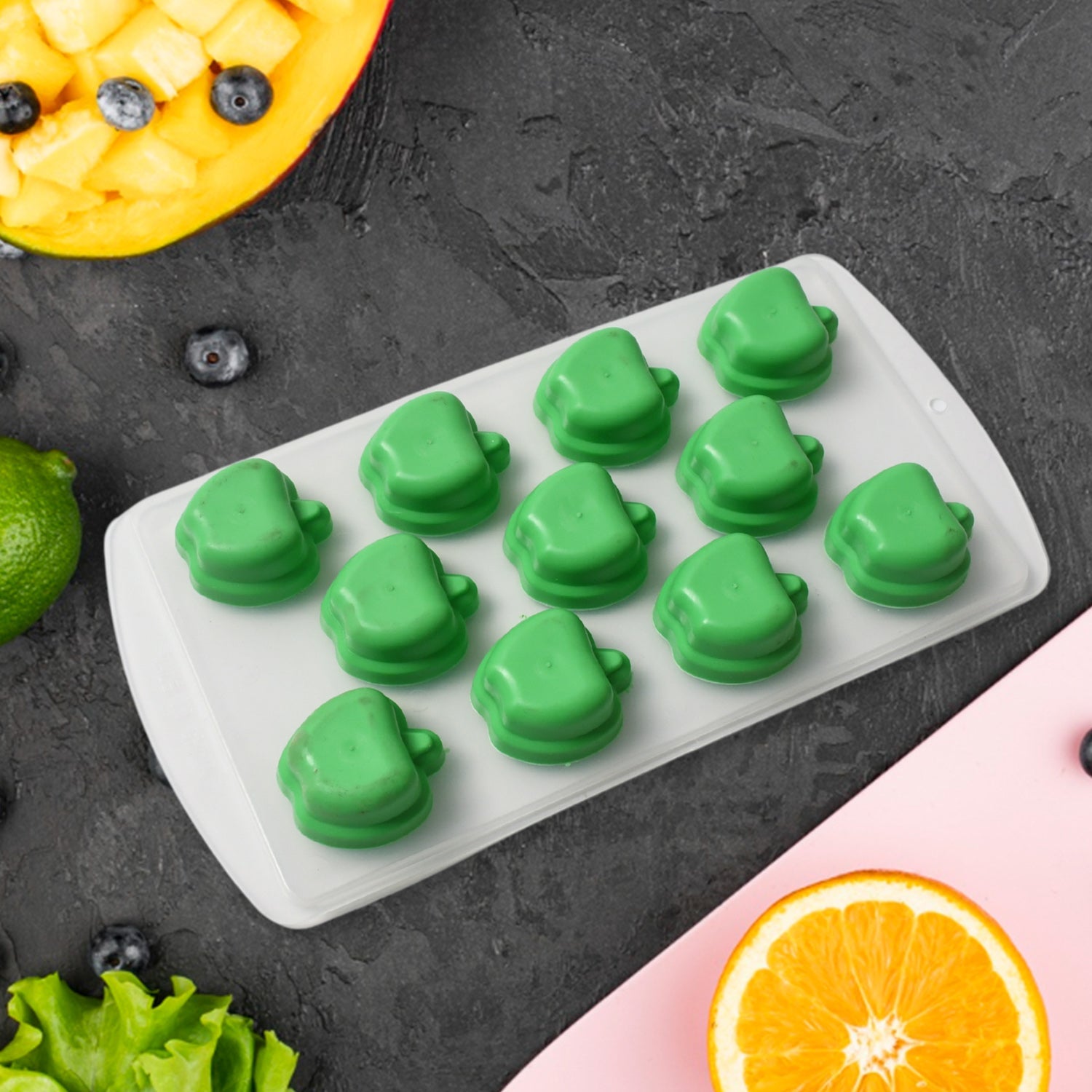 Silicone Mold Ice Cube Tray Creative Sweet Multi Type Ice Tray Buckets, Ice Cube Trays Multi Fruit Shape Ice Tray (1 Pc)