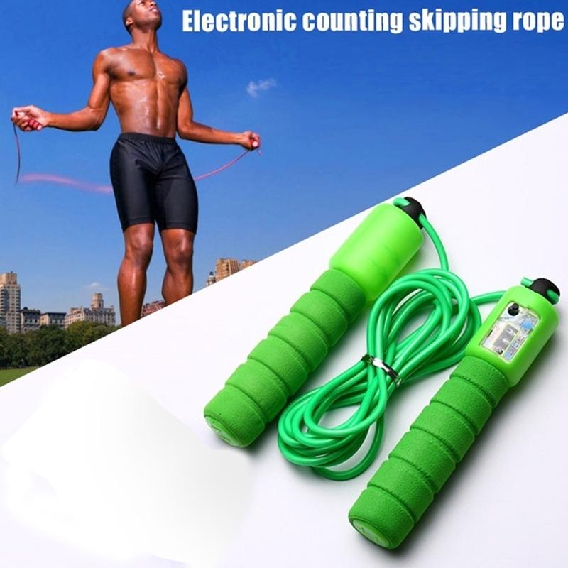 Electronic counting rope for fitness training.