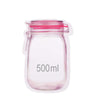 500ml reusable plastic food jar with airtight seal and zipper.