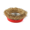 Gold wire cup brush for polishing and cleaning.