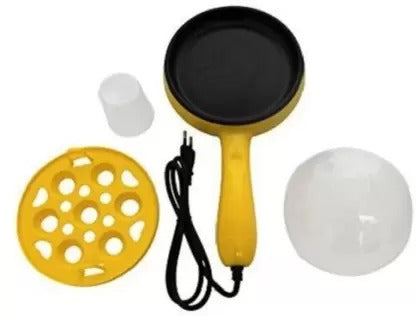 Multi functional Electric 2 in 1 Egg Frying Pan with Egg Boiler Machine Measuring Cup with Handle