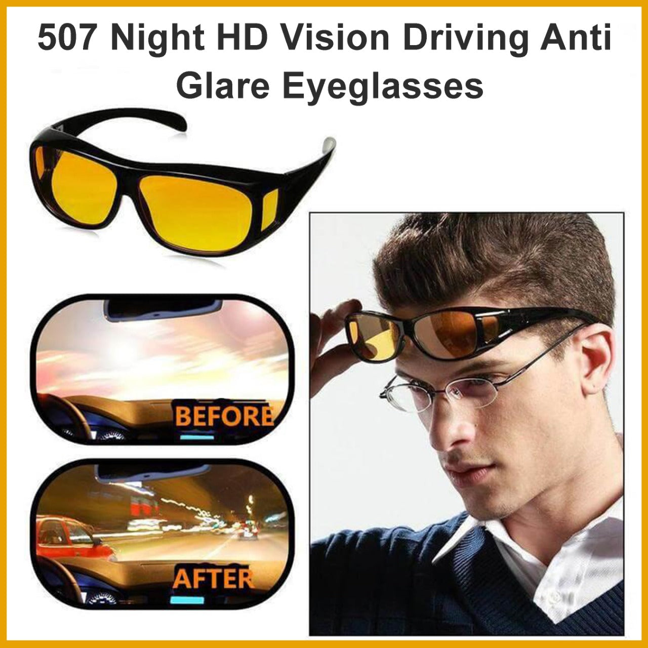 Stylish night vision glasses with anti-glare for driving