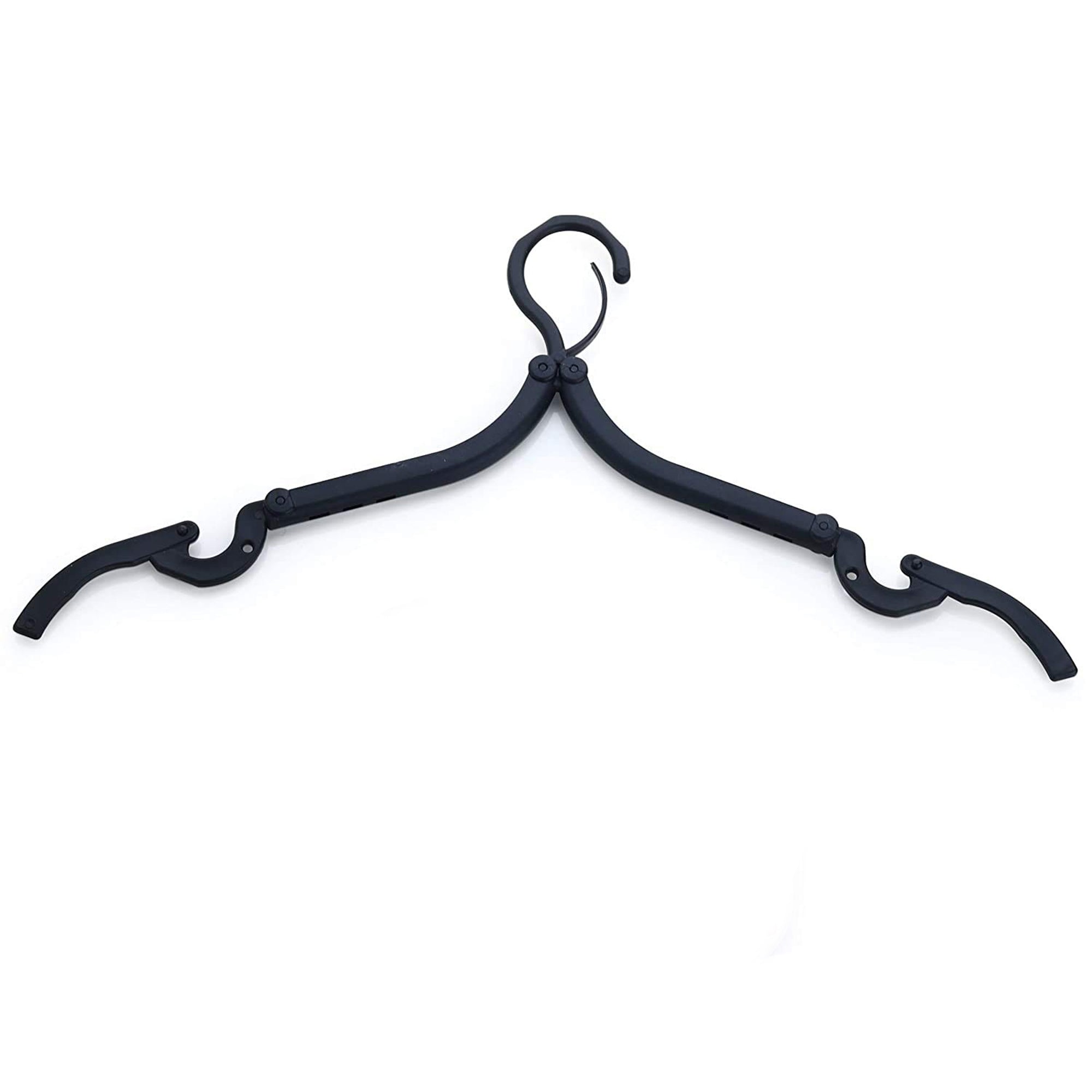 Foldable multicolor plastic hangers, single piece, compact and portable for travel and home use.