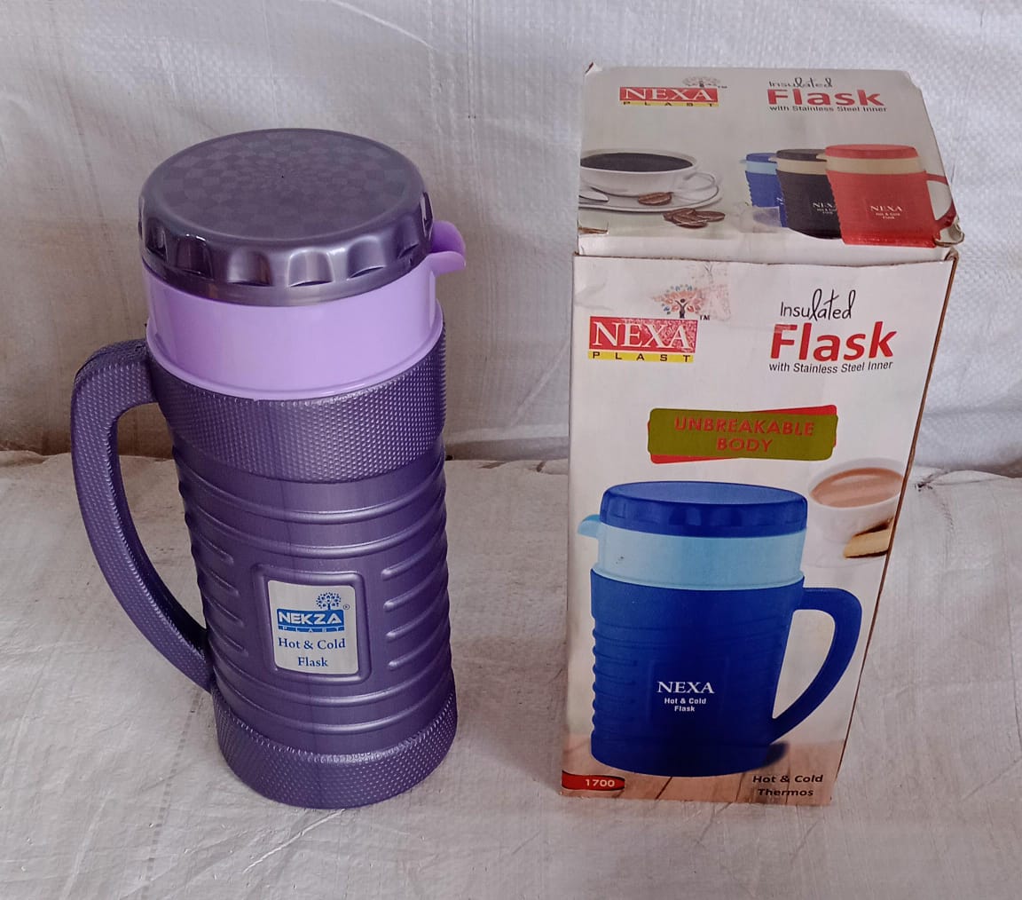 Thermos Insulated Flask or hot Kettle,  Plastic innner Steel, Insulated Tea Kettle Hot and Cold Premium Tea Kettle Kettle | Easy to Carry | Leak Proof | Tea Jug | Coffee Jug | Water Jug | Hot Beverag (1200 Ml, 1700ML )