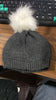 Skull slouchy winter beanie cap with black fur.