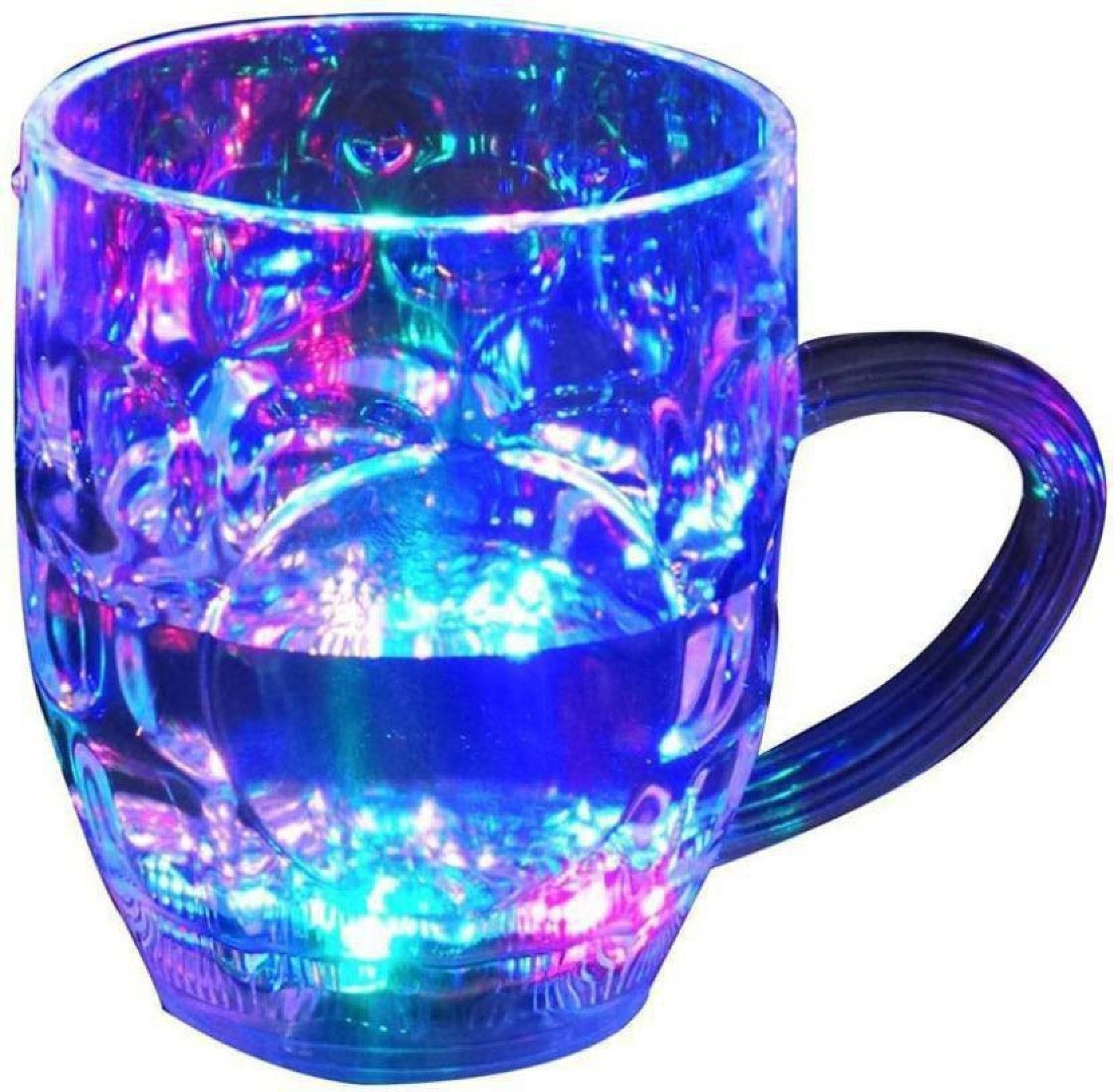 LED glass cup with rainbow color-changing light.