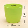 Green round plastic flower pots